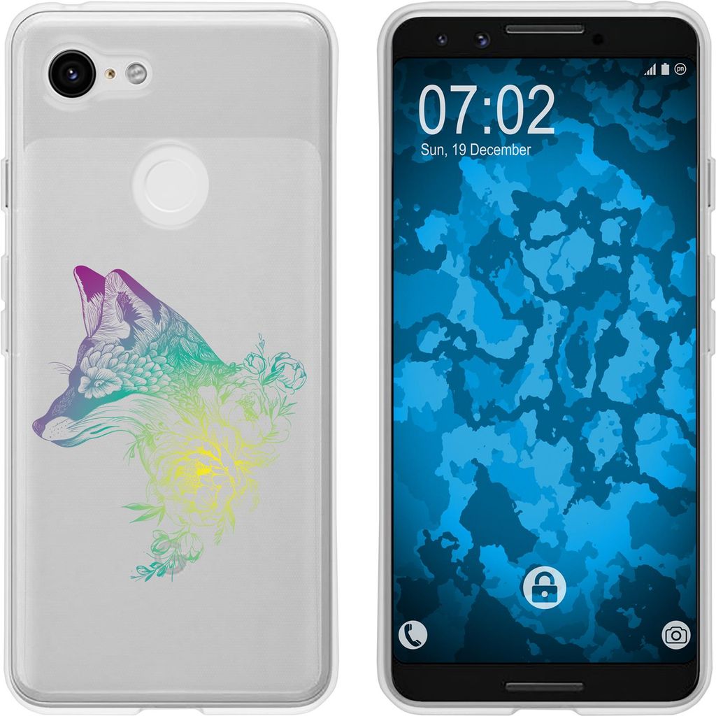 PhoneNatic Case kompatibel mit Google Pixel 3 Silikon-Hülle Floral Fuchs M1-4