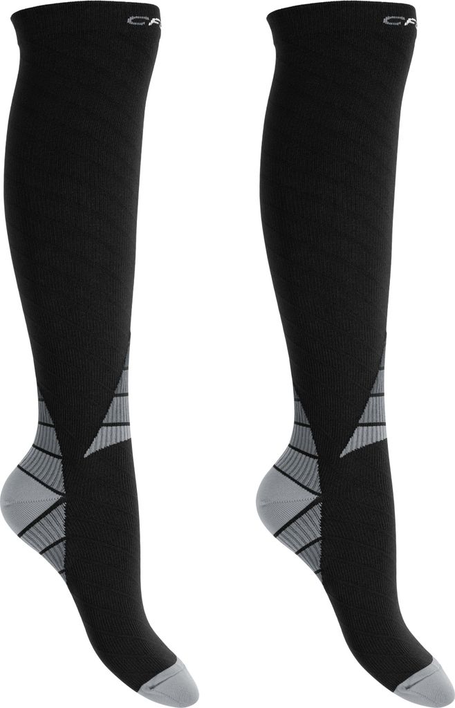 CFLEX Herren & Damen Sport Strümpfe (2 Paar) Kompressions Kniestrümpfe - Schwarz-Grau 43-46