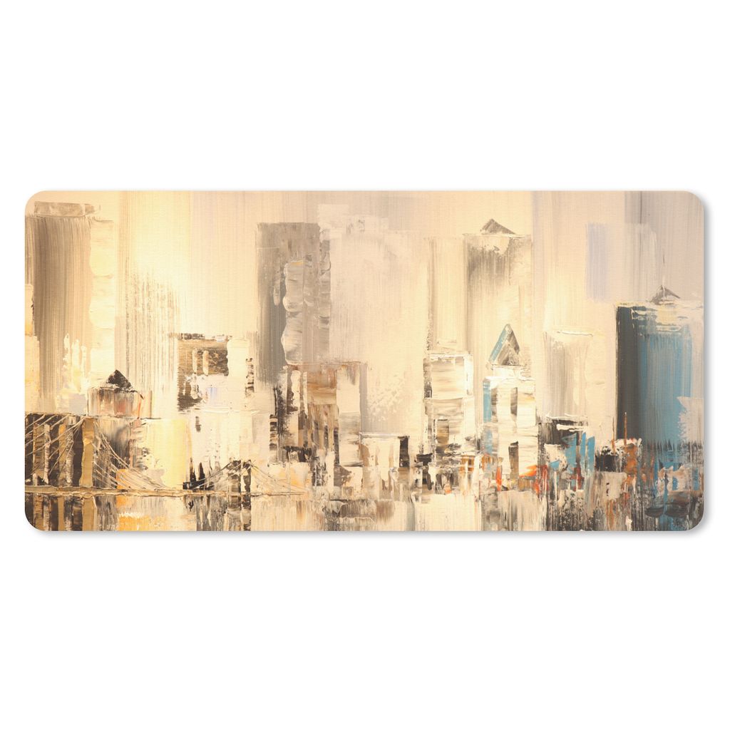 MuchoWow Schreibtischunterlage Gemälde - Öl - Abstrakt - Skyline 80x40 cm - XXL Mauspad - Gaming Mauspad