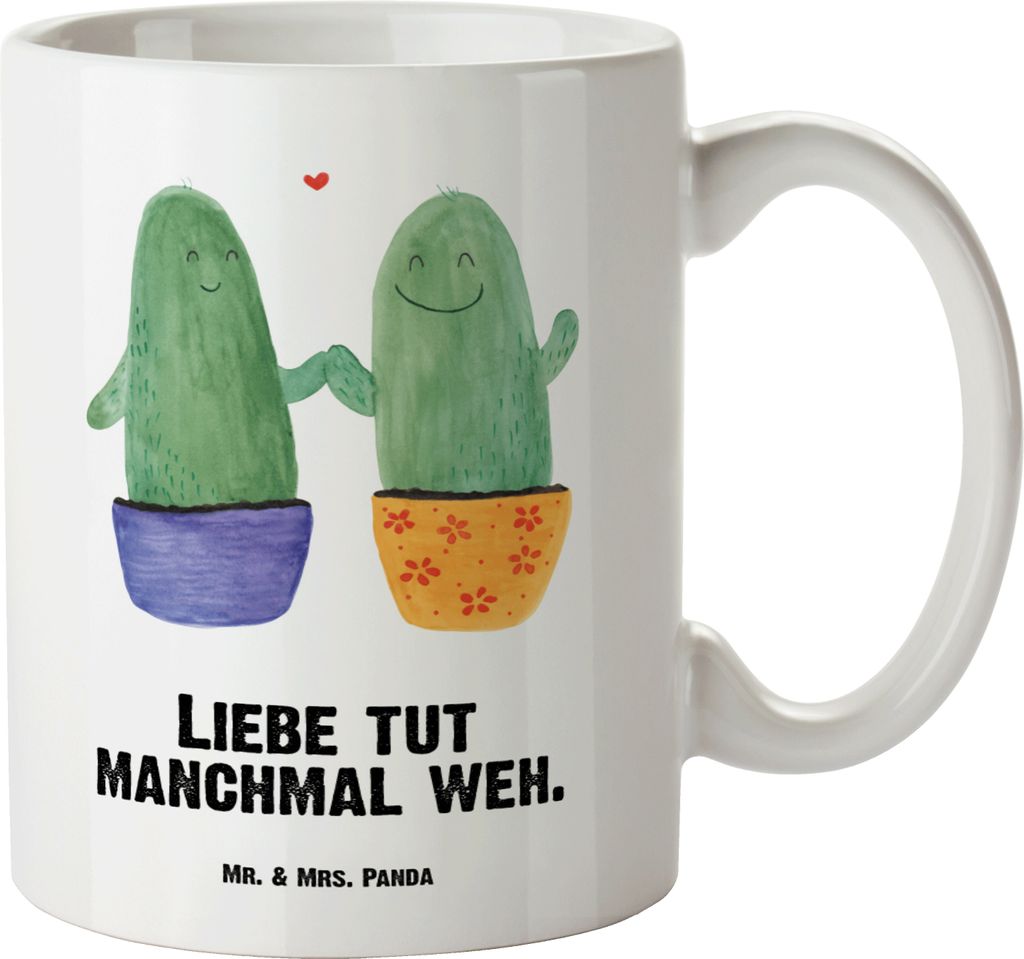 Mr. & Mrs. Panda Große Teetasse Kaktus Liebe - Weiß - Geschenk, Hochzeit, weisse tasse, Kaffeepott, Pärchen, Trennung, Love, Paar, XL, Pott