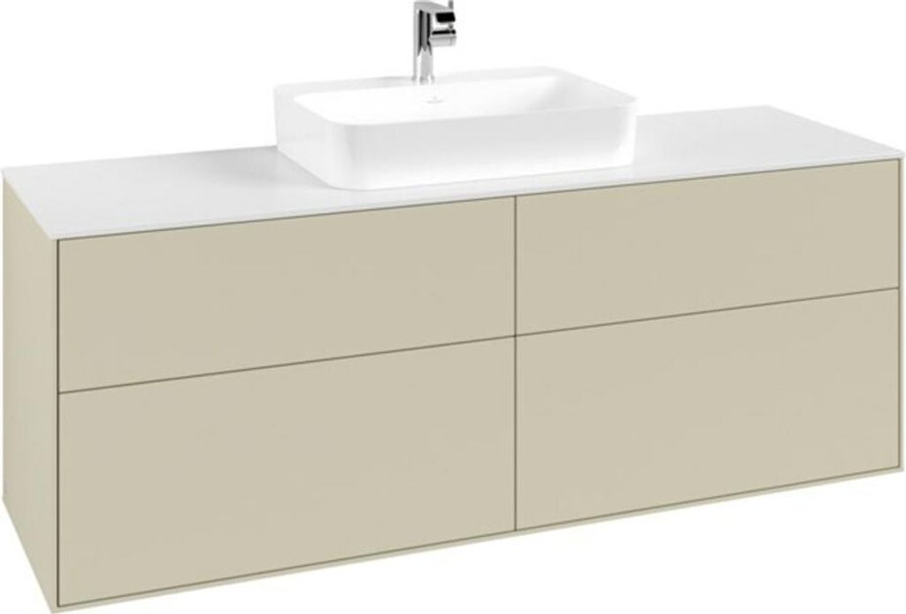 Villeroy & Boch Finion Waschtischunterschrank, 4 Auszüge, Waschbecken mittig, 1600x603x501mm, Glass White Matt, F44100HJ