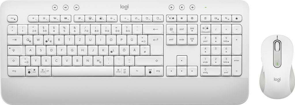 Logitech 920-011022, Kabellos, Bluetooth, Membran Key Switch, QWERTZ, Weiß, Maus enthalten