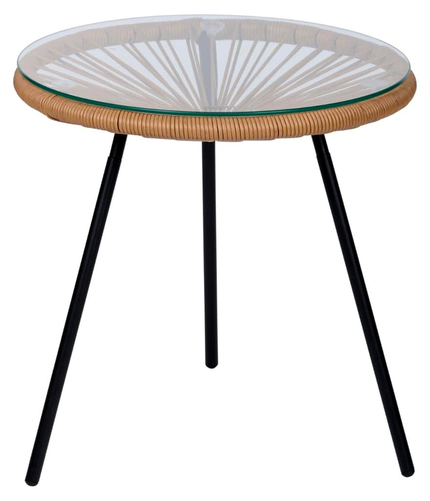 Beistelltisch Acapulco Wohnzimmertisch mit Glasplatte - Runder Couchtisch Ø45x45 cm - Moderner Tisch