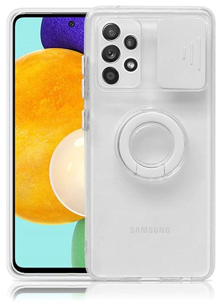 Hülle für Samsung A42 A426B 5G Weiß mit Kameraschutz-Handring