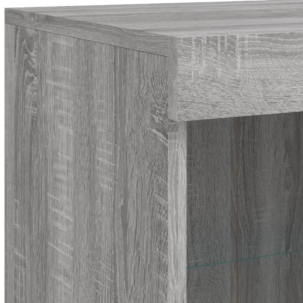 Credenza con luci LED Grigio Sonoma 81x37x100 cm - 8