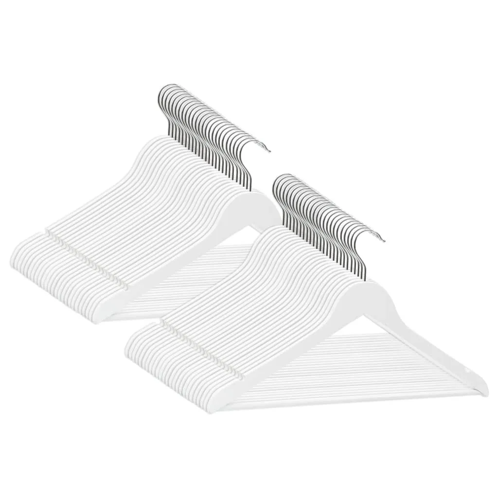 Cintres en Bois Blanc Antidérapants vidaXL 50 pièces avec Barre Pantalon