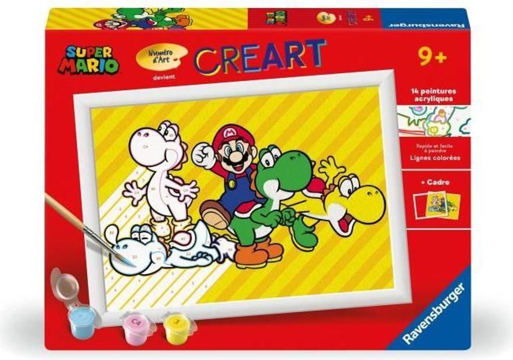 Malen nach Zahlen Set CreArt Kids Super Mario, 18x24cm, Ab 7 Jahren, Inklusive Rahmen, Ravensburger