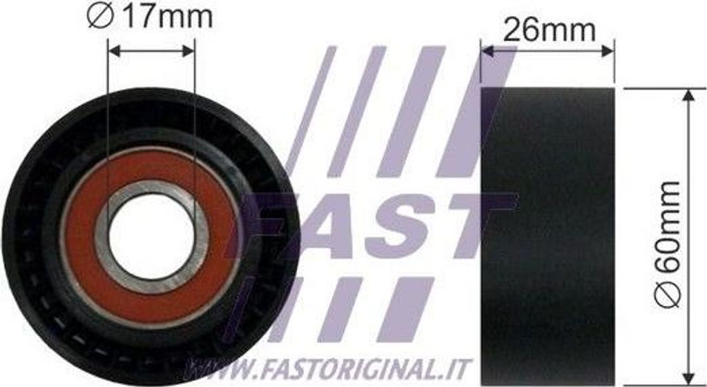 FAST FT44565 Spannrolle, Keilrippenriemen OE 1611424880 kompatibel mit Partner, Expert, Bipper, 407, 206, Scudo, Xsara, Nemo, Jumpy, C5, Berlingo