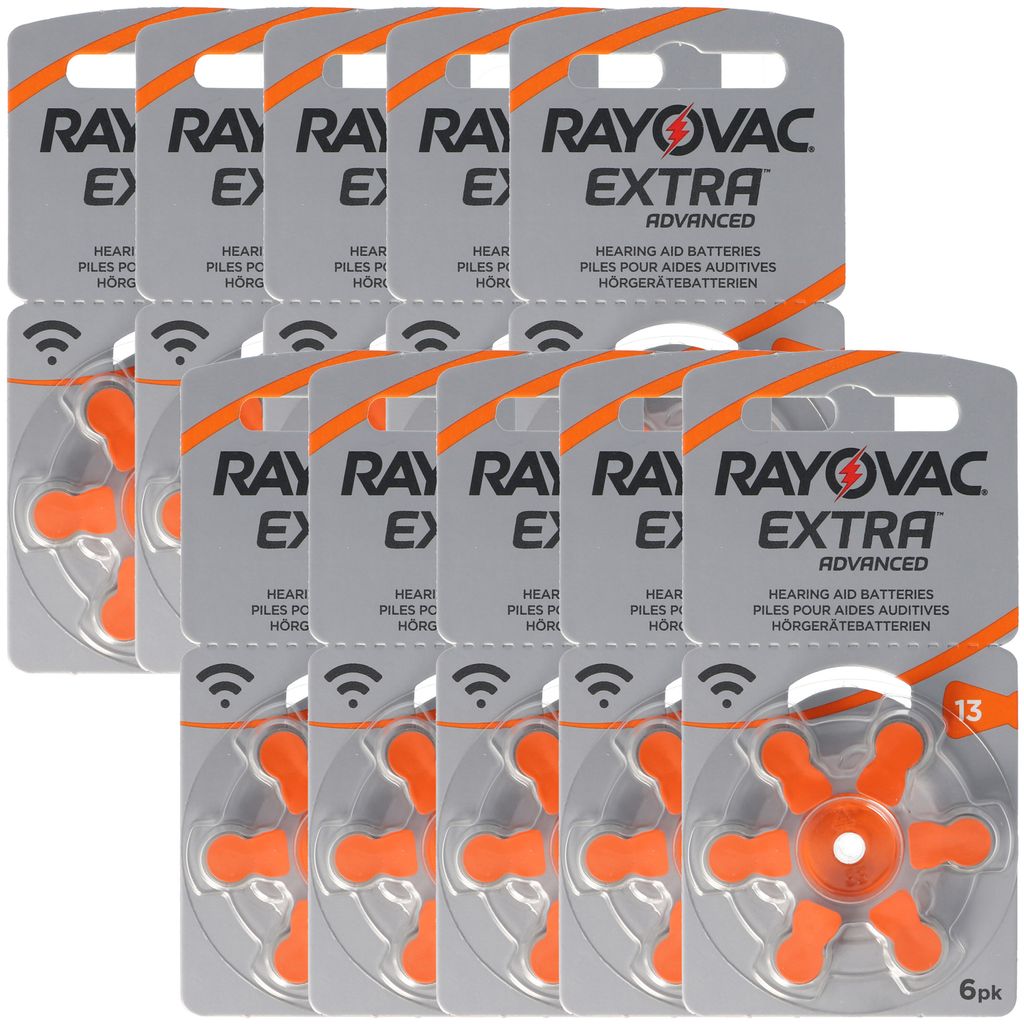 60 Stück Rayovac Hörgerätebatterie Varta HA13, IEC PR48, Produktbild 