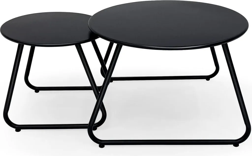 Table de Jardin en Métal Noir Lot de 2 Résistant aux UV Design Fokebel
