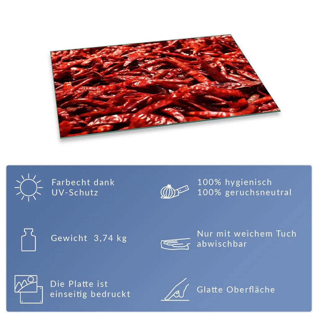 Piastra Copertura Fornelli Decorwelt 80x52 Cm - Protezione Piano Cottura Vetro Rosso Paprika - Tagliere E Sottopentola 4mm