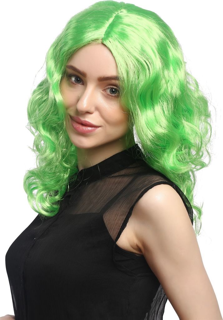 WIG ME UP Perücke Volumen Locken Mittelscheitel Grün Produktbild 