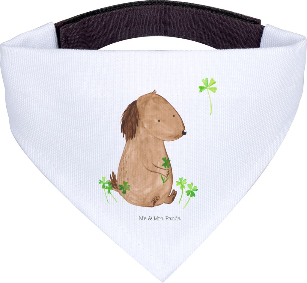 Mr. & Mrs. Panda Bandana Hund Kleeblatt - Weiß - Geschenk, Sprüche, Dreieckstuch, Hunde Hals Tuch, Süß, Hundehalstuch, Viel Glück, Glücksbrin...