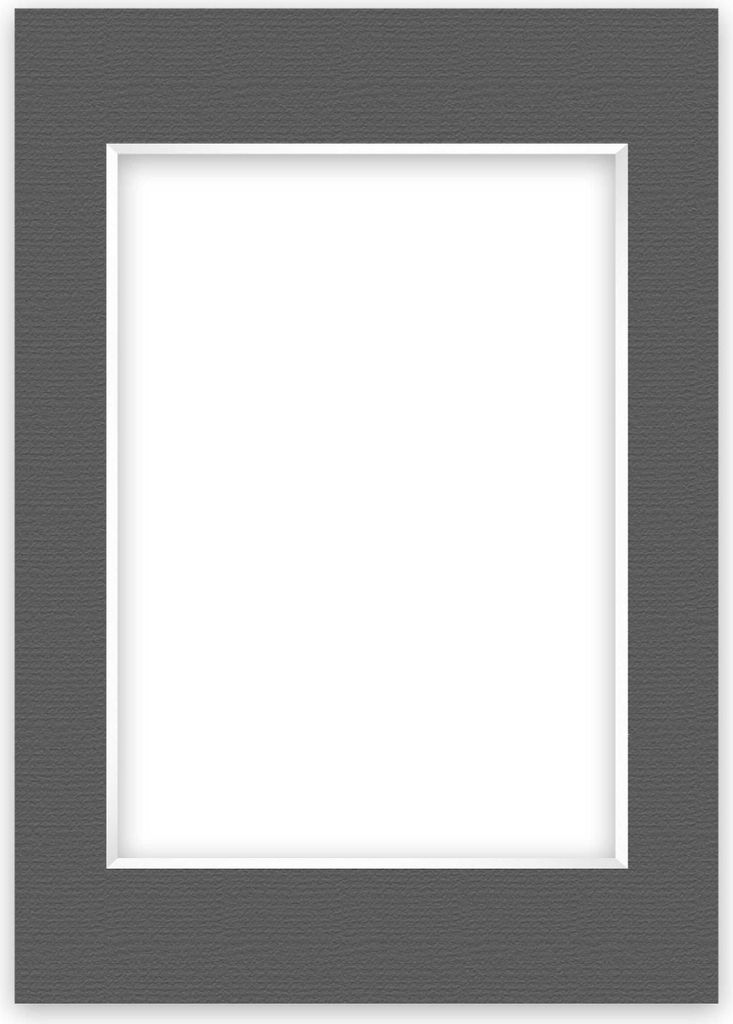 nielsen Conservation Passepartout 1,5 mm, Außenformat 42x59,4 cm (DIN A2) für Bilder DIN A3, Graphit grau mit Struktur