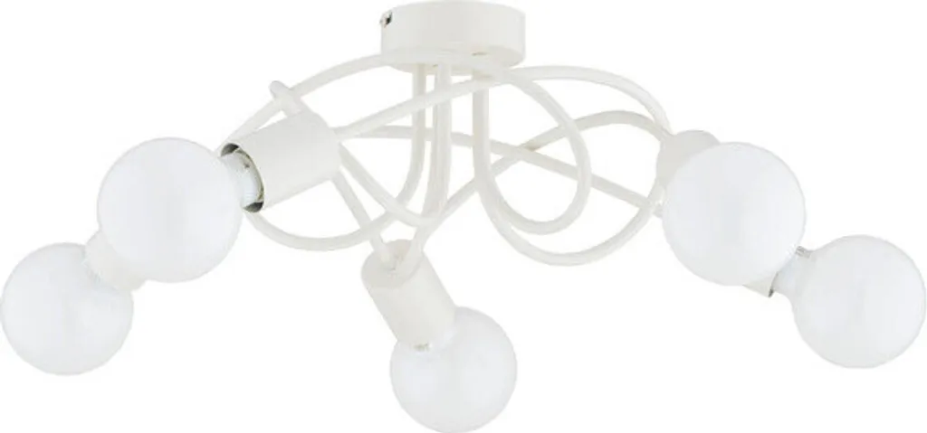 Plafonnier multi-ampoules blanc 5 points de lumière style industriel