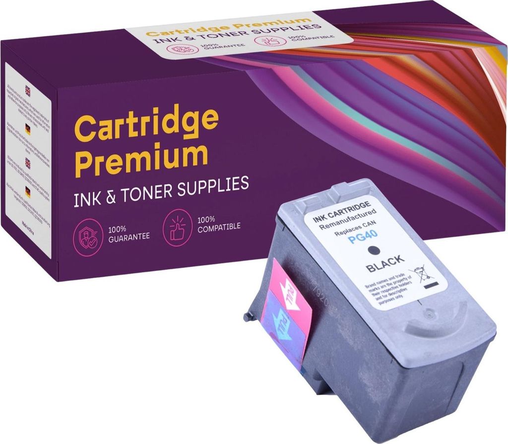 Druckerpatronen für Canon PG-40 Schwarz Pixma iP1200 1300 2500 MP140 160 170 MX300 310