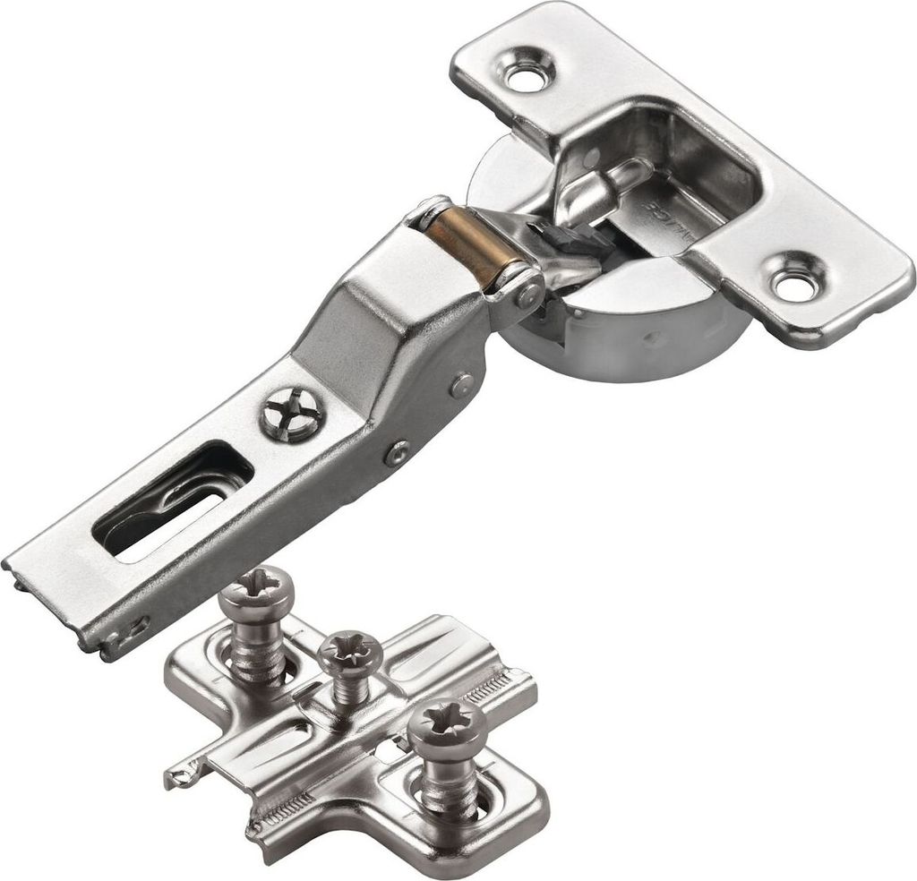 2 x Salice Topfband Serie 700 mit Dämpfer im Topf 110° Bohrbild T52 Mittelanschlag inkl. Kreuz-Montageplatte Höhe 6 mm mit vormontierten Eurosch...