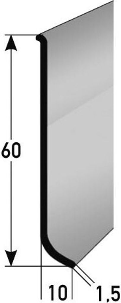 PROVISTON Metall Sockelleiste | 10 x 60 x 2500 mm | Fußleiste Aluminium Wasserfest Robust Rostfrei Langlebig Edelstahloptik Selbstklebend