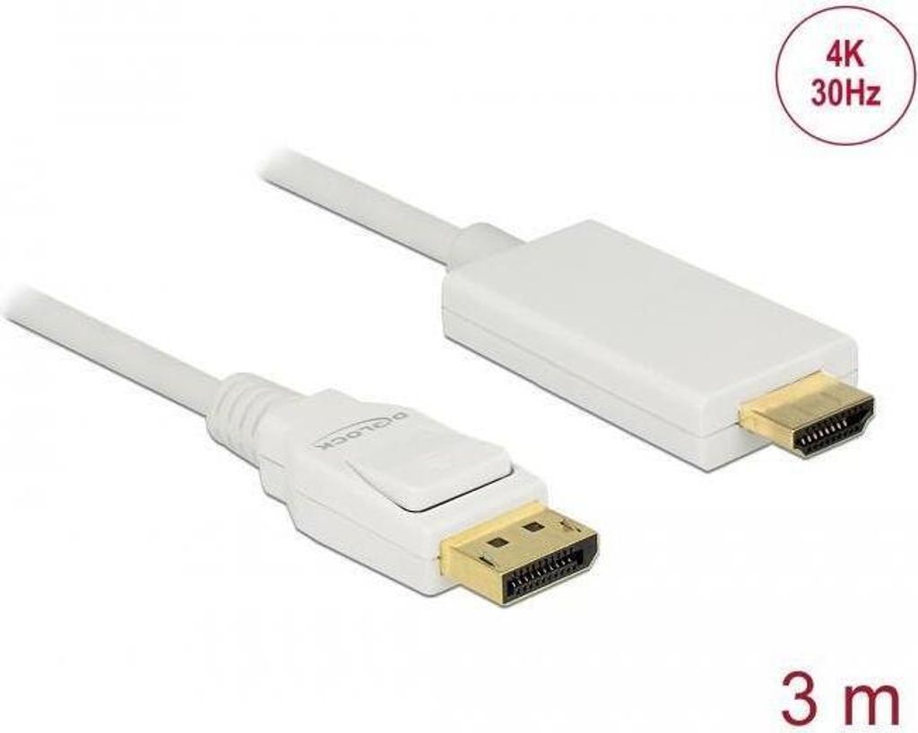 DisplayPort 1.2 auf High Speed HDMI Kabel 4K 3m weiß passiv