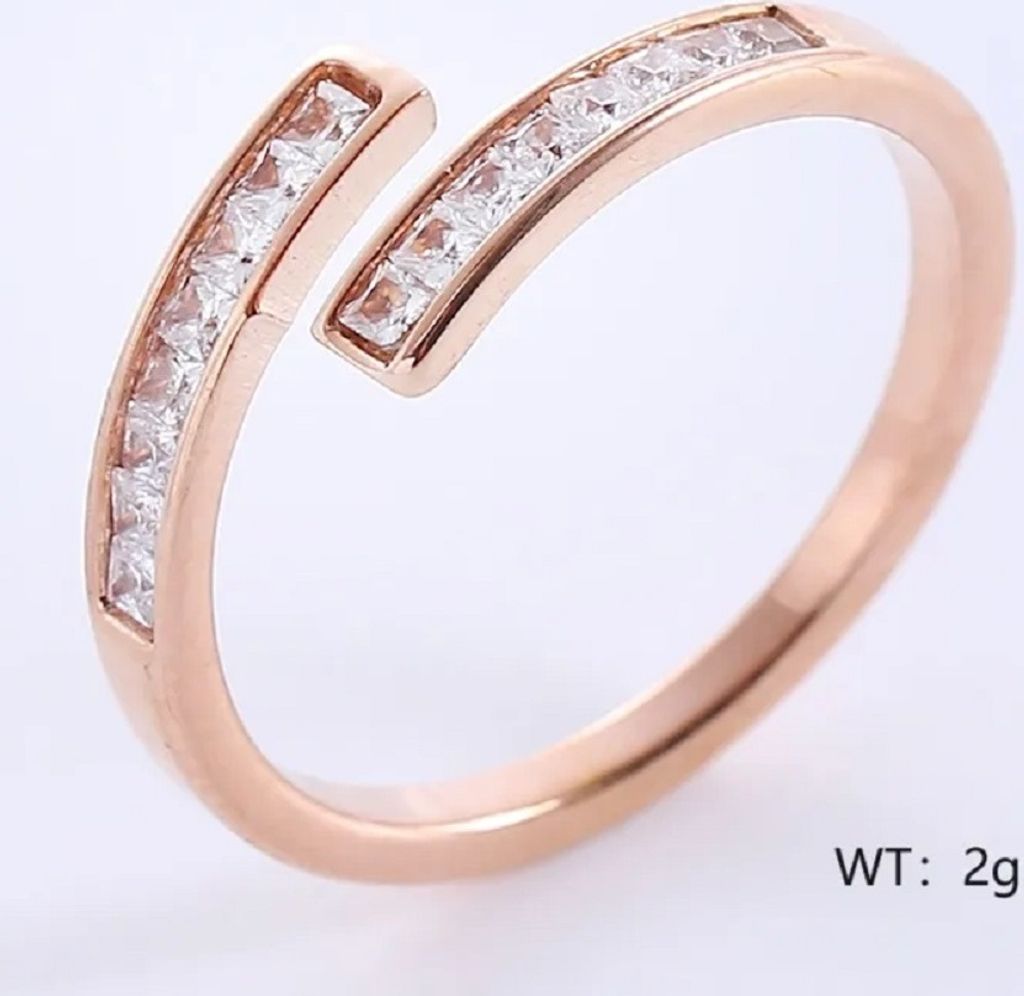 Offener eleganter Ring Gold Rosé oder Silber mit Edelsteinen US 8 Rosé
