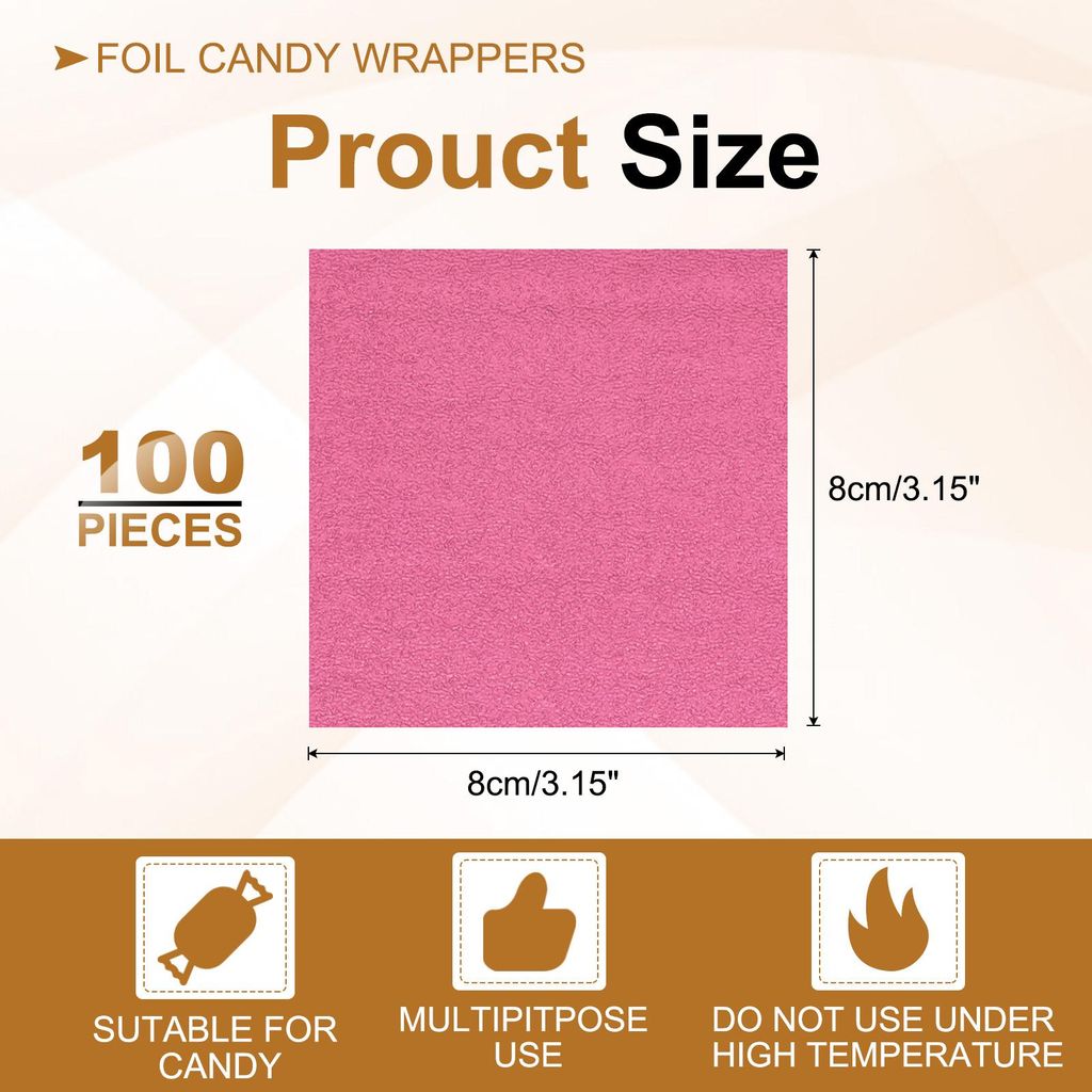 100 Stš¹ck Folie Papier Wrapper, 8x8cm Aluminiumfolie Bonbonpapier, Schokolade Verpackungen fš¹r Bonbonpapier Ostern, Sš¹?igkeiten und Pralin...