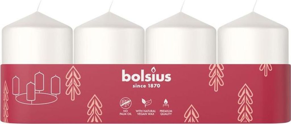 Bolsius Stumpenkerzen 4er Tray Ø 4 x 6 cm wolkiges weiß Produktbild 