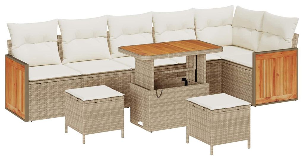 vidaXL Gartensofa-set mit Kissen 9 pcs Beige und Creme