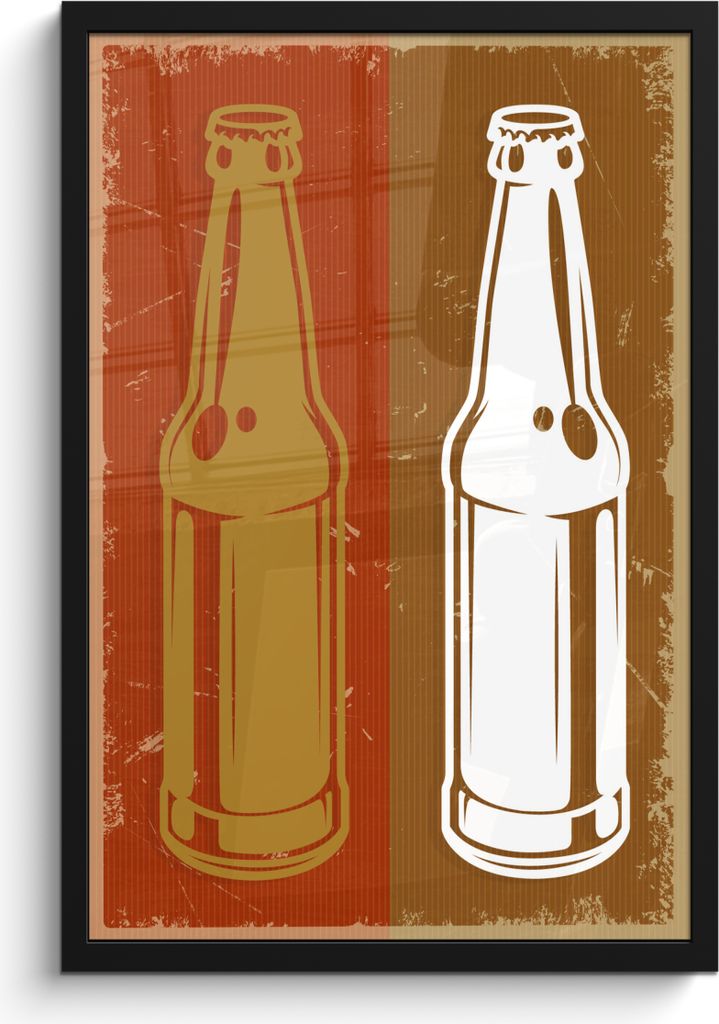 MuchoWow MuchoWow Gerahmtes Poster Mancave - Flasche - Vintage - Zeichnung 40x60 cm - Poster mit zchwarzem Bilderrahmen - Papierdruck - Wandbilder