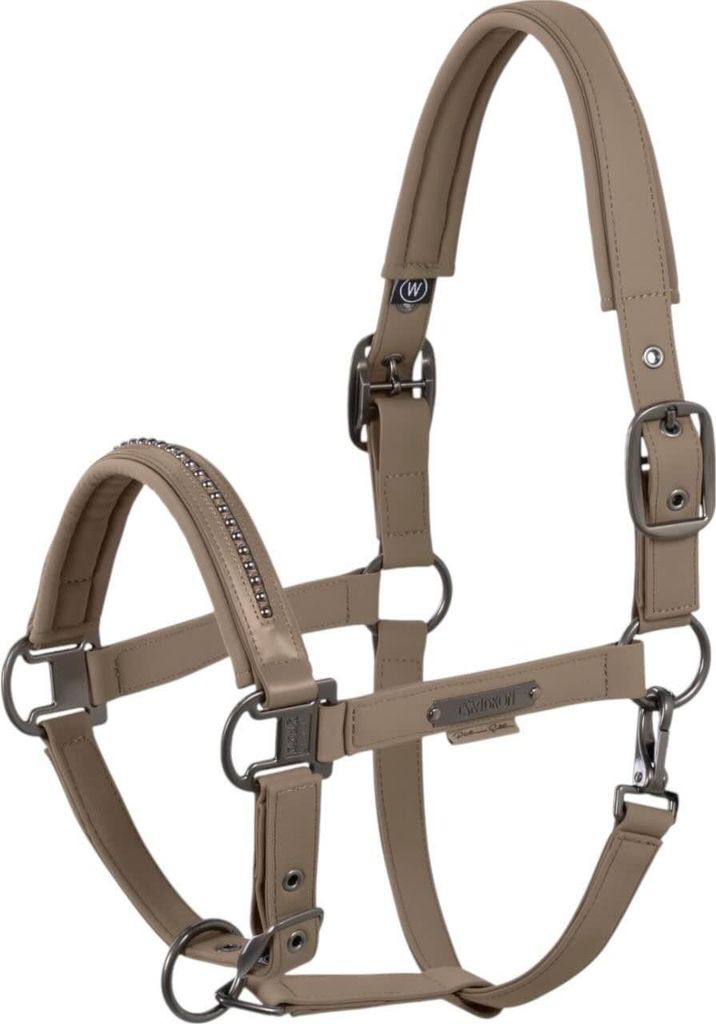 Eskadron Platinum Halfter " SOFTSHELL PEARLS DOUBLE PIN " , Stallhalfter mit Perlen Größe - X-Warmblut Farbe - smoky taupe