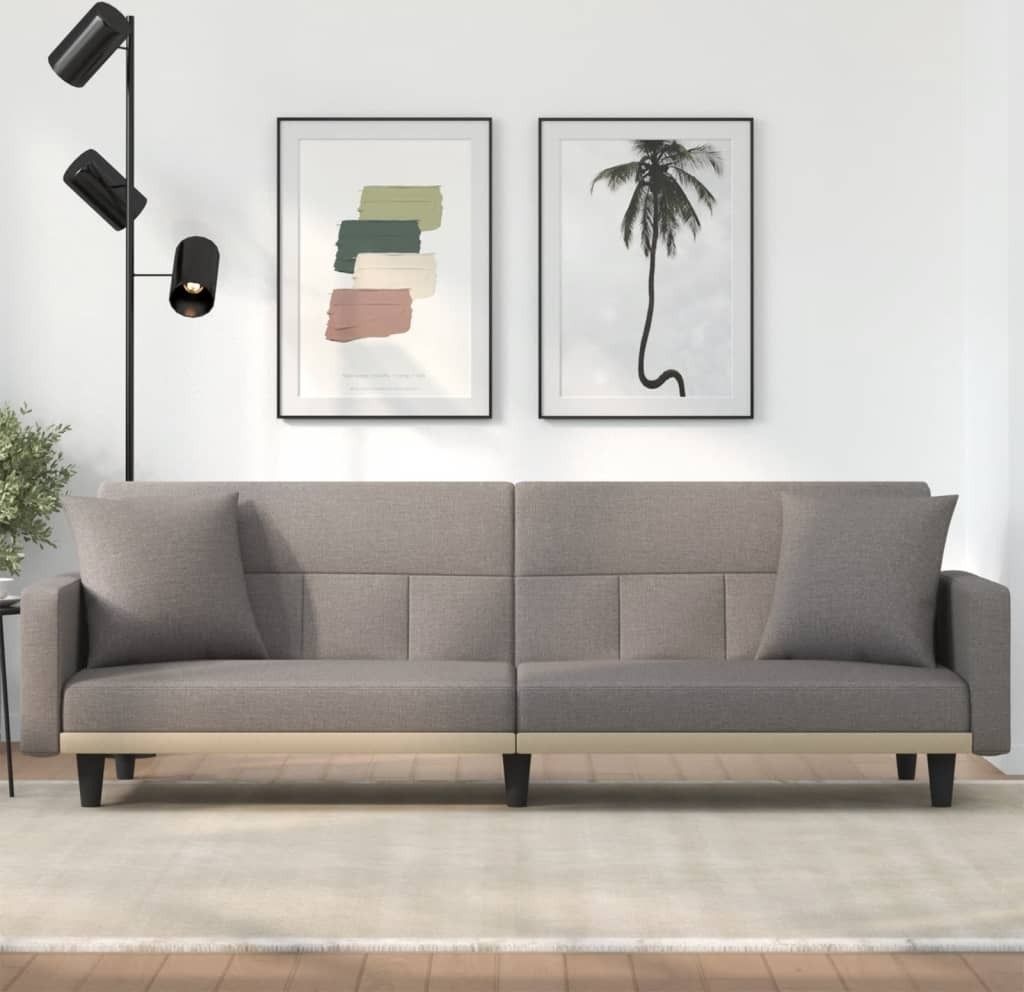 Möbel Schlafsofa mit Kissen Taupe Stoff - Klassische Sofas 351880