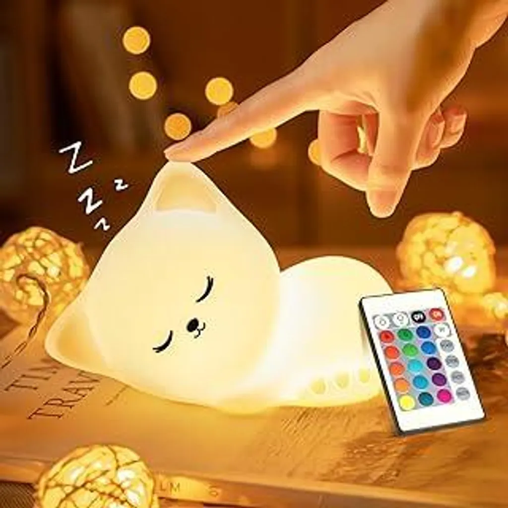 Regalo Neonato Luce Notturna Gatto 16 Colori e Telecomando