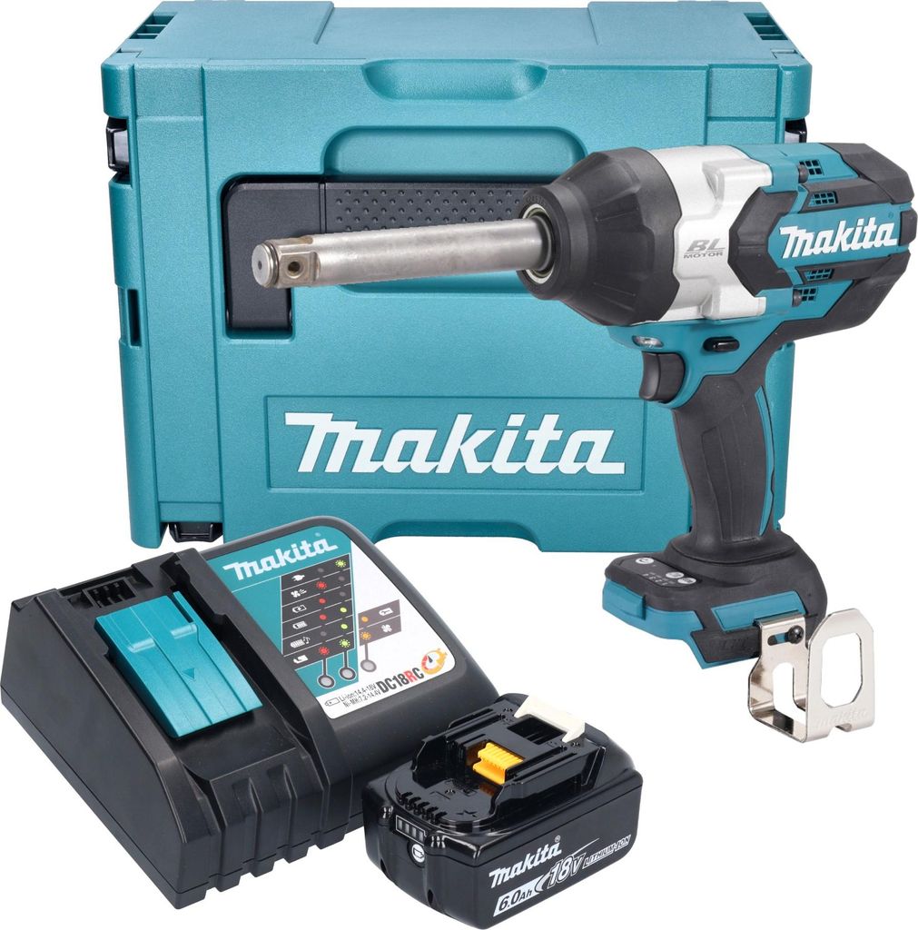Makita DTW 1005 RG1J Akku Schlagschrauber 18 V 1360 Nm 3/4" Brushless + 1x Akku 6,0 Ah + Ladegerät + Makpac