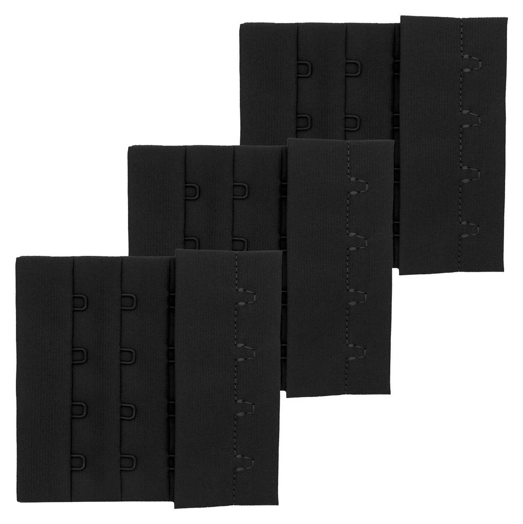 3 Paar BH-Verschluss zum annähen 75 mm 4 Reihen Dessous BH Zubehör Unterwäsche Farbwahl schwarz