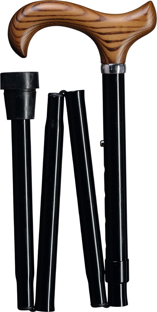 Gehstock Leichtmetall Holzgriff faltbar