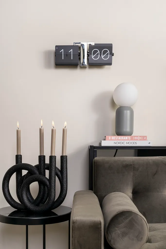 Presenttime Flip Clock Noire - Horloge Murale de Table Rétro 36x14cm - 9