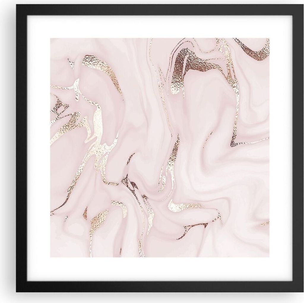 Gerahmtes Poster - Schwarzer Rahmen - Rosa Marmor verschüttet - 40x40 cm - Wand Bild - Wanddeko - Wandbilder - Kunstposter - Wandposter - Bilderra...