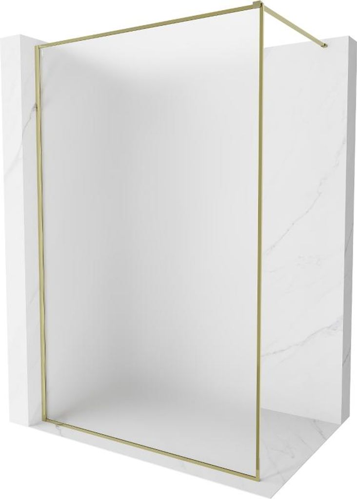 Mexen Kioto-XF Duschwand Walk-in mit Rahmen 150 x 202 cm, Mattglas 10 mm, Gold - 800-150-104-50-30-X