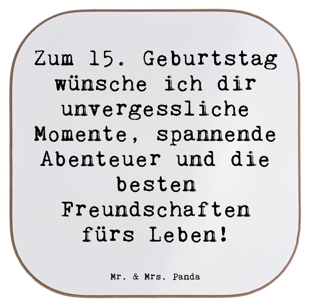 Mr. & Mrs. Panda Untersetzer für Gläser Spruch 15. Geburtstag - Weiß - Geschenk, gläseruntersetzer, Happy Birthday, Geburtstagsgeschenk, Karten...