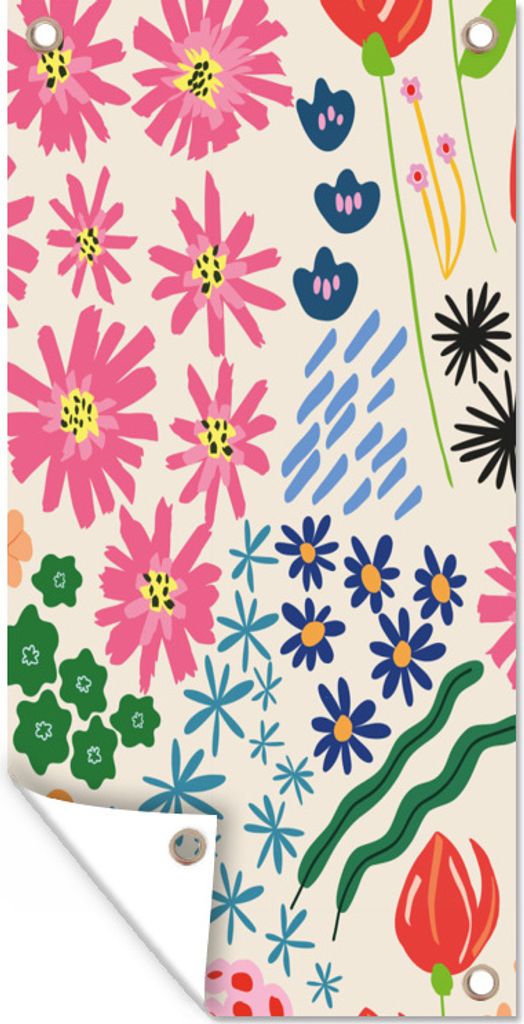 MuchoWow 40x80 cm Outdoor-Poster Gartendeko Sichtschutz Garten Poster für den Garten Blume - Blätter - Feldblumen