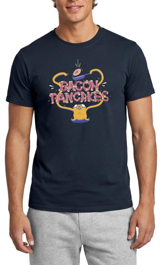Spreadshirt Adventure Time Mit Finn Und Jake Bacon Pancakes Männer T-Shirt, XXL, Navy