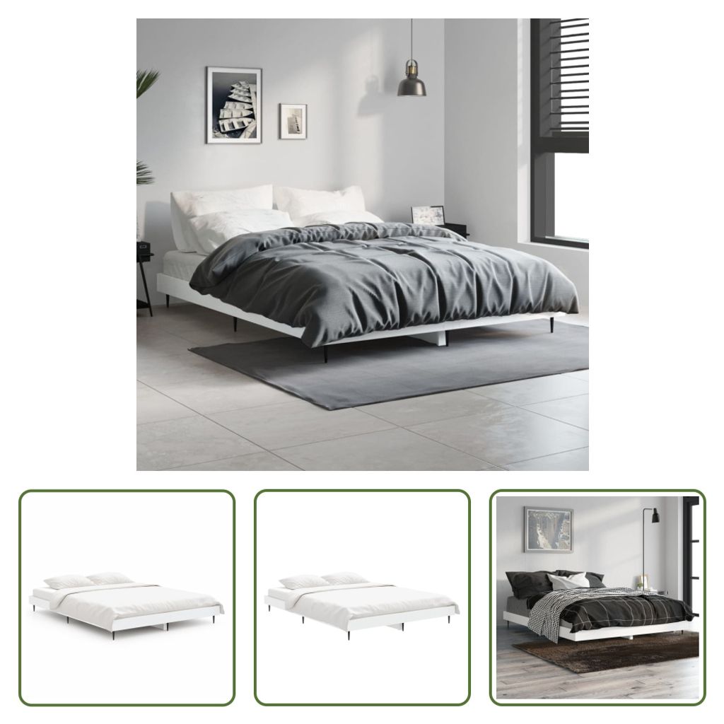 The Living Store Bettgestell Weiß 135x190 cm Holzwerkstoff Produktbild 