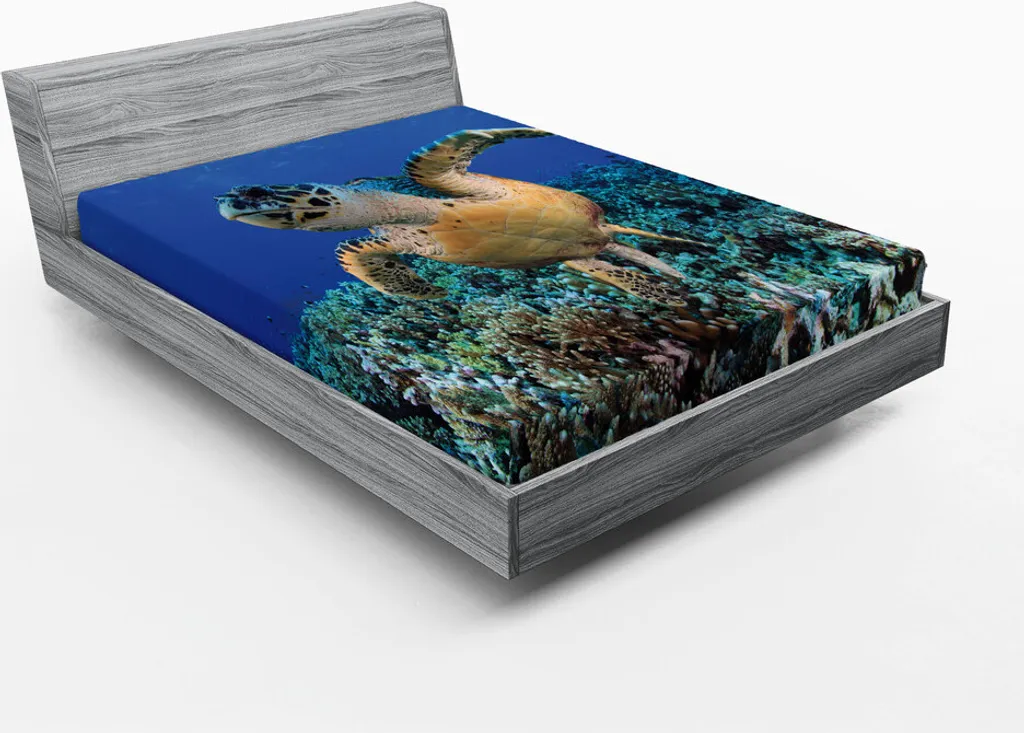 Lenzuolo Sotto con Angoli Tartaruga Marina 180x200 cm Blu
