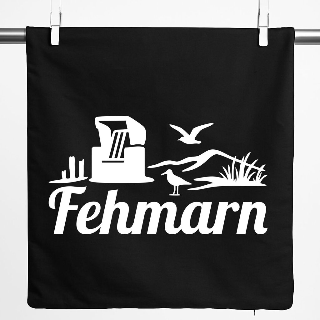 Huuraa Kissenbezug Fehmarn Strandmotiv 40x40cm Black Baumwolle Dekokissenbezug Geschenkidee