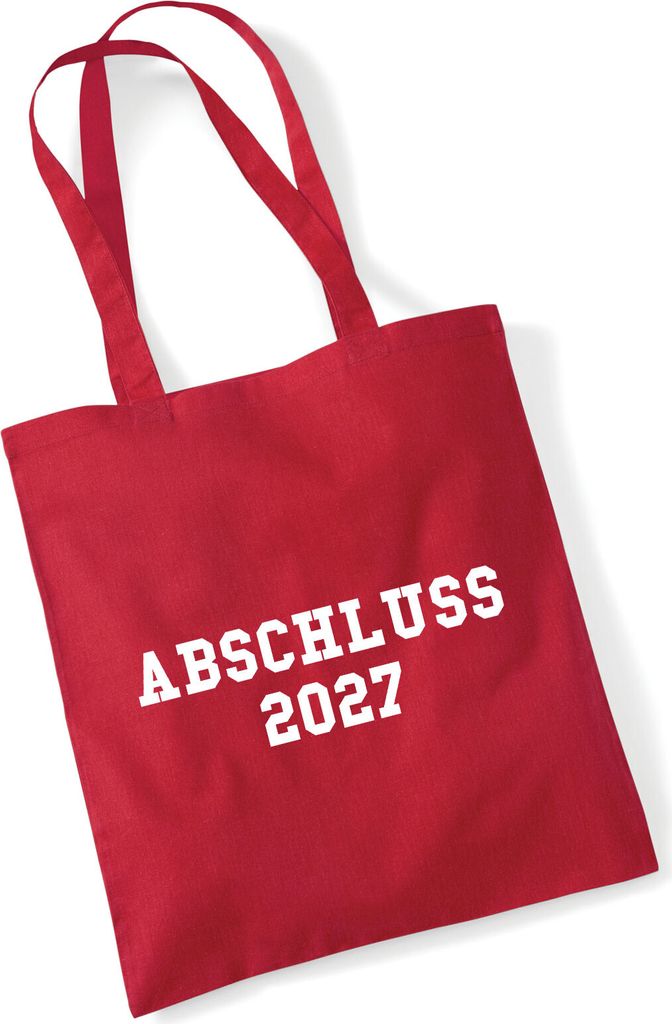 Huuraa Jutebeutel Abschluss 2027 Schulabschluss 10 Liter Classic Red Baumwolle Tasche Geschenkidee