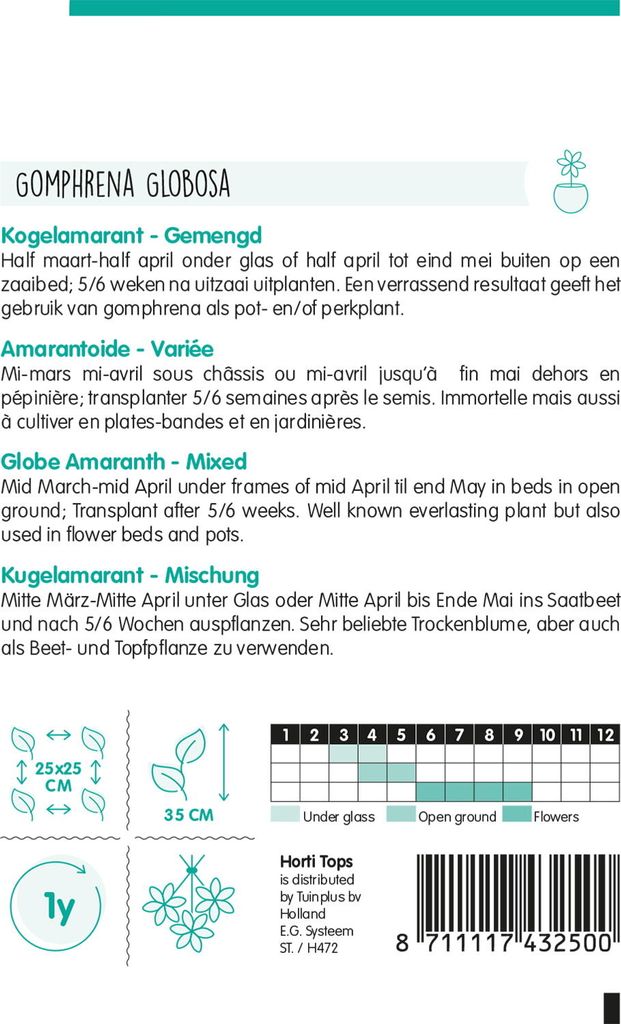 Kugelamarant Mischung | Blumensamen von Hortitops Produktbild 