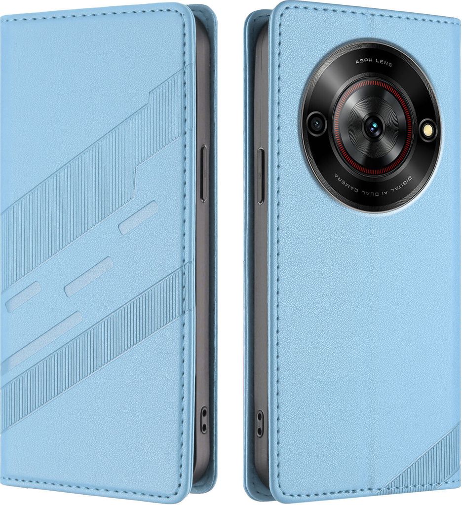Hülle für ZTE Blade V70 Max, Kunstleder Brieftaschen Handyhülle mit Kartenfach und Standfunktion Hellblau