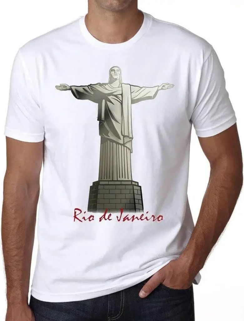 Herren Grafik T-Shirt Die Statue von Christus dem Erlöser – The Statue Of Christ The Redeemer – Öko-Verantwortlich Vintage Jahrgang Kurzarm L...