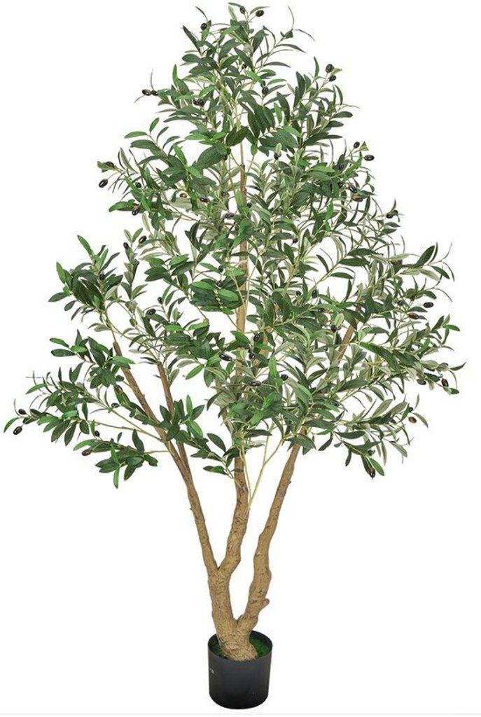 Kunstolijfboom, 180 cm hoog, met zwarte plantenpot. Deze Productafbeelding 