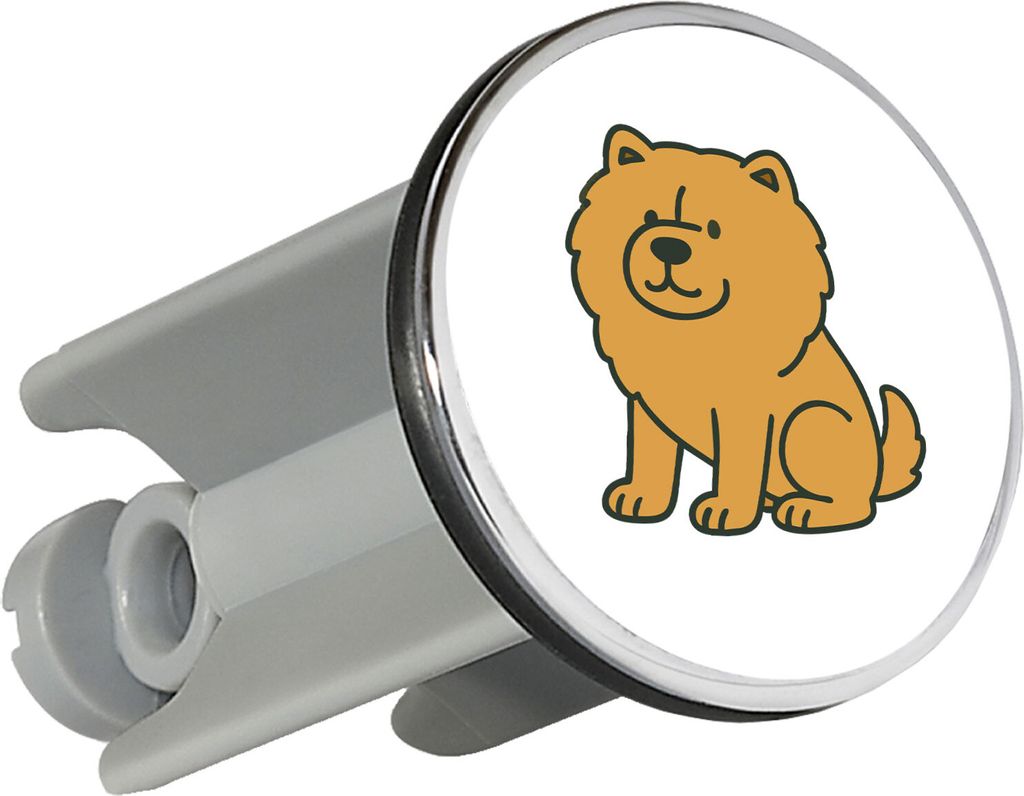 Huuraa Waschbeckenstöpsel Chow-Chow Comic Chowie 4cm höhenverstellbar Abflussstopfen Geschenkidee