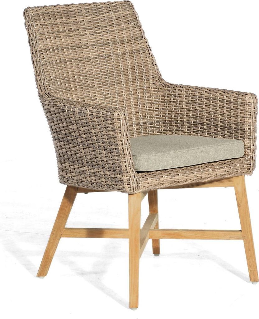 Sonnenpartner Gartensessel Gartenstuhl Helios Alu/Teakholz mit Polyrattan